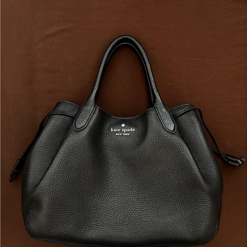 kate spade black pebbled leather tote with dual handles